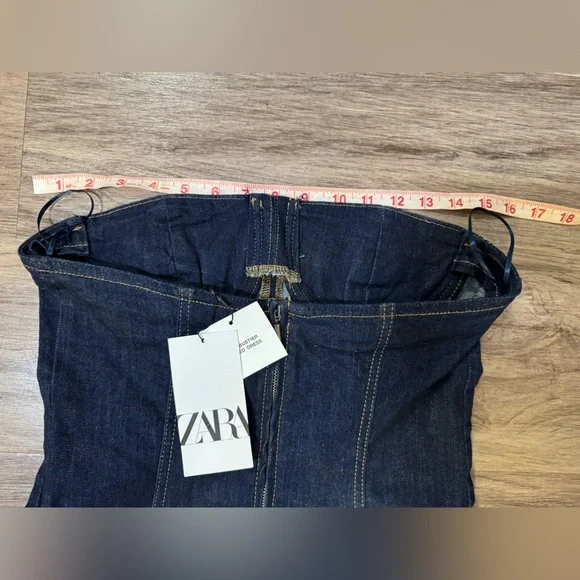 ZARA ZW DENIM MIDI DRESS Size L - Picture 10 of 12